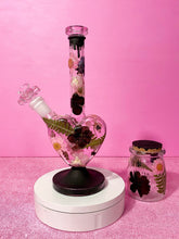 Load image into Gallery viewer, Pink Heart Bong- Black Drips