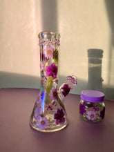 Load image into Gallery viewer, Iridescent Bong with Purple Flowers