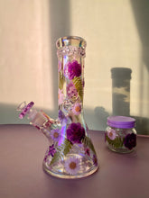 Load image into Gallery viewer, Iridescent Bong with Purple Flowers