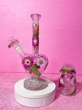 Load image into Gallery viewer, Pink Heart Bong- Purple Floral