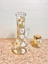 Load image into Gallery viewer, Flower Bong | White and Gold Floral Beaker