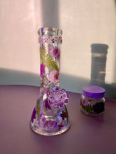 Load image into Gallery viewer, Iridescent Bong with Purple Flowers