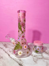 Load image into Gallery viewer, Floral Beaker- Pink Drips