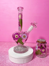 Load image into Gallery viewer, Pink Heart Bong- Purple Floral