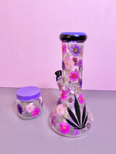 Load image into Gallery viewer, Flower Bong | Purple and Hot Pink Floral Beaker