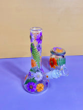 Load image into Gallery viewer, Flower Bong | Purple Floral Beaker