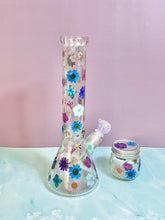 Load image into Gallery viewer, Iridescent Bong with Flowers