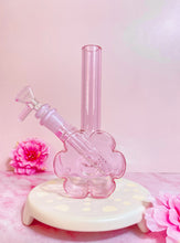 Load image into Gallery viewer, translucent pink bong with flower shaped base
