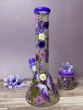 Load image into Gallery viewer, bong with purple flowers and butterfly