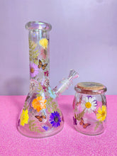 Load image into Gallery viewer, Iridescent Bong with Flowers