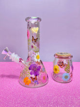 Load image into Gallery viewer, Iridescent Bong with Flowers