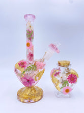 Load image into Gallery viewer, heart bong covered in real flowers