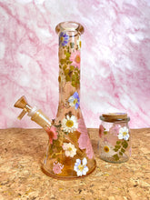 Load image into Gallery viewer, Iridescent Bong with Pink Flowers