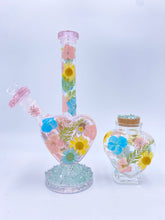 Load image into Gallery viewer, heart bong covered in real flowers