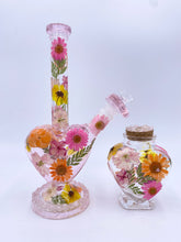 Load image into Gallery viewer, heart bong covered in real flowers