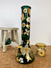 Load image into Gallery viewer, teal bong covered with real flowers