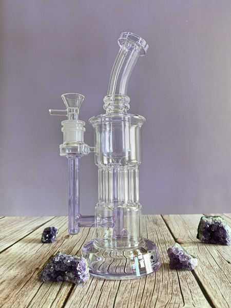 Add Some Elegance to Your Smoking Sessions with Our Recycler with Purple Accents - Shop Now!