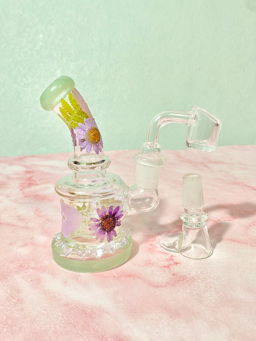 Mini Bong or Rig | Purple Floral