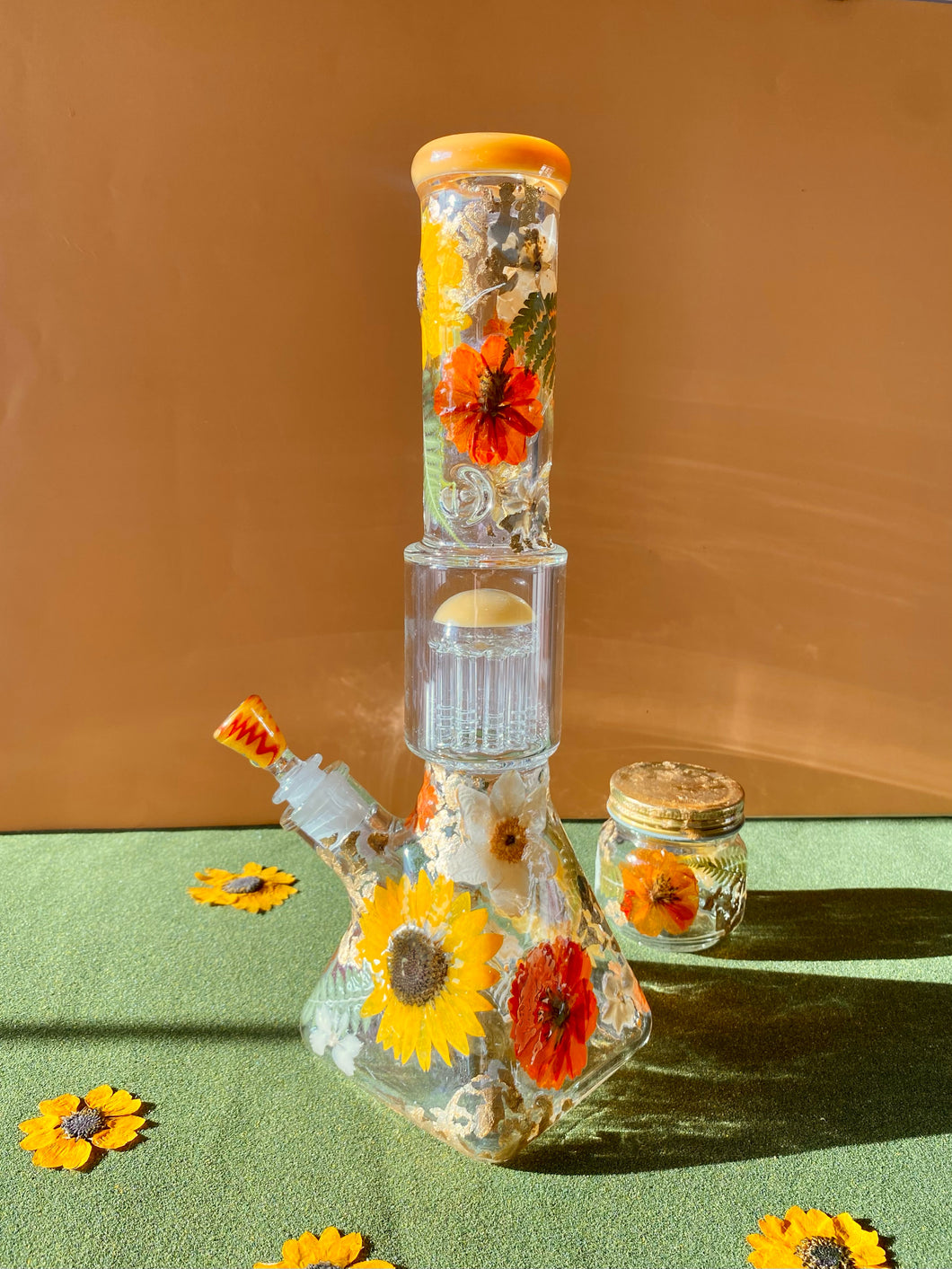 Flower Bong | Yellow Square Base