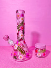Load image into Gallery viewer, Floral Beaker- Pink Glitter
