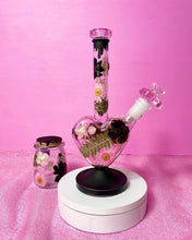 Load image into Gallery viewer, Pink Heart Bong- Black Drips
