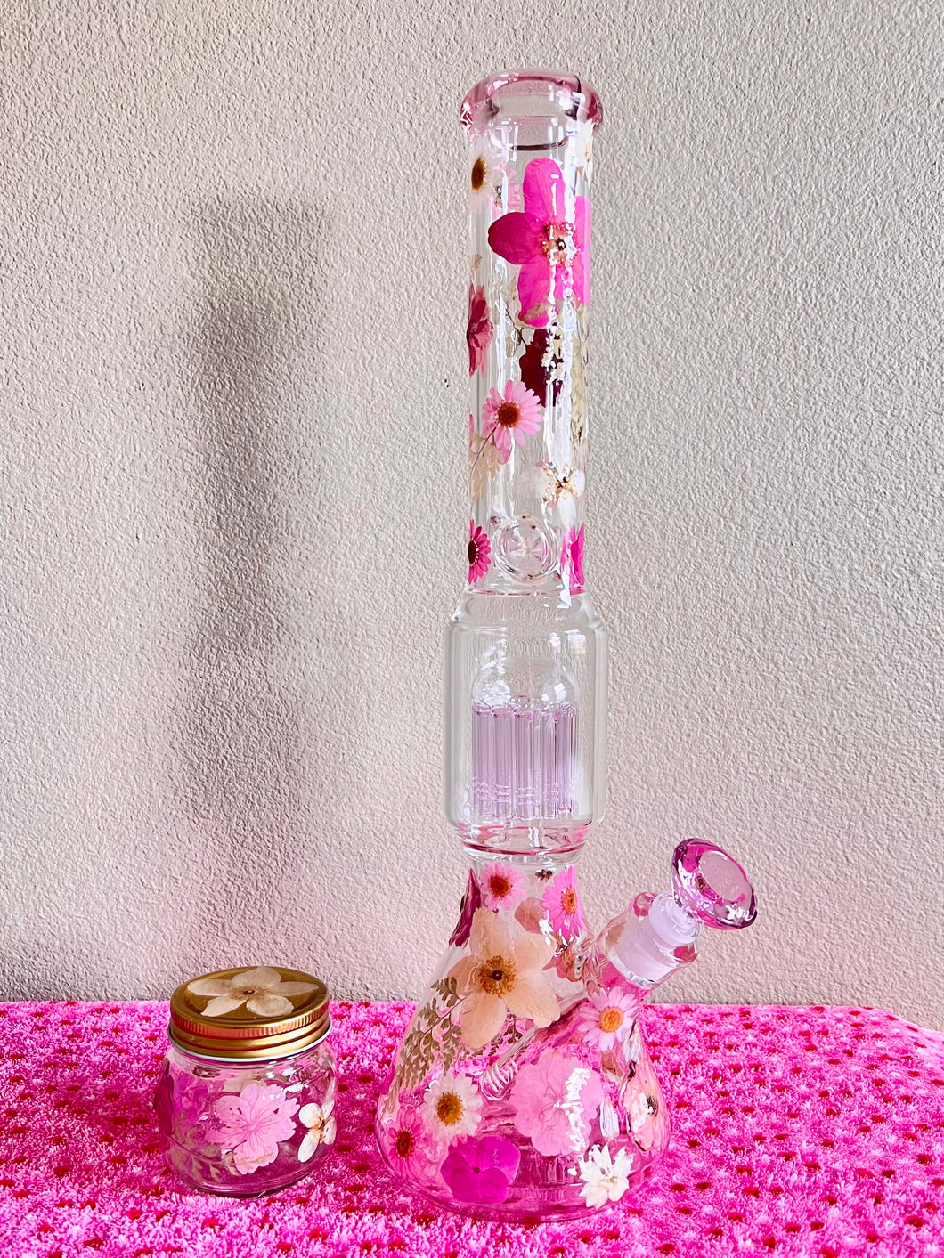 Flower Bong | Pink Floral Beaker