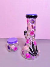 Load image into Gallery viewer, Flower Bong | Purple and Hot Pink Floral Beaker
