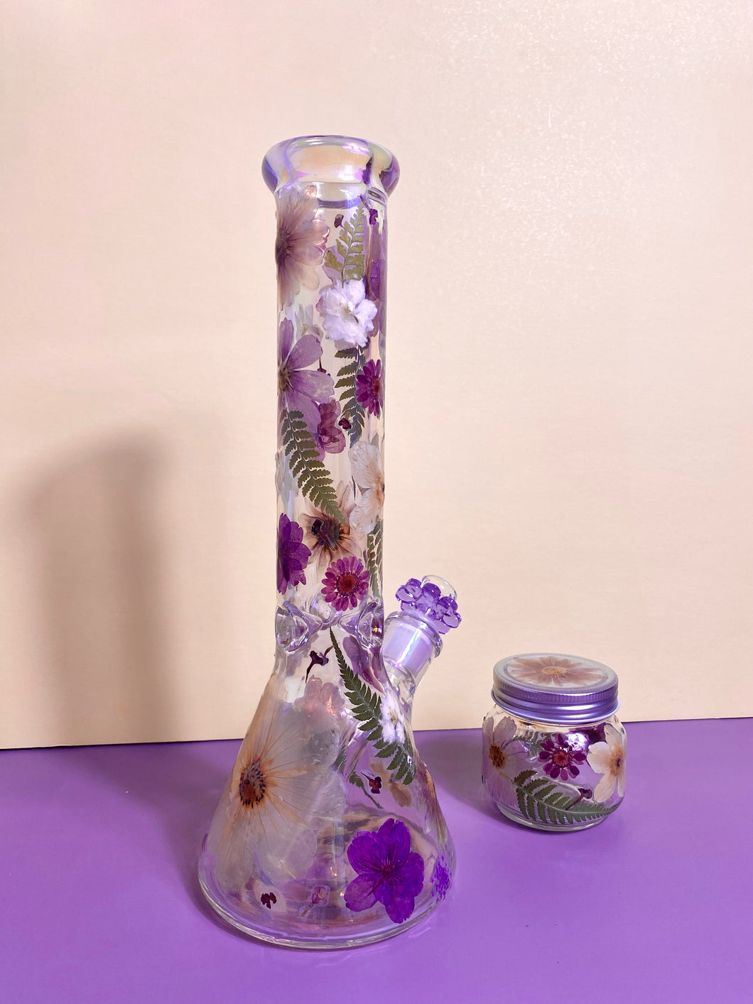 Iridescent Bong with Flowers