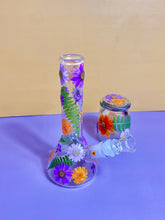 Load image into Gallery viewer, Flower Bong | Purple Floral Beaker
