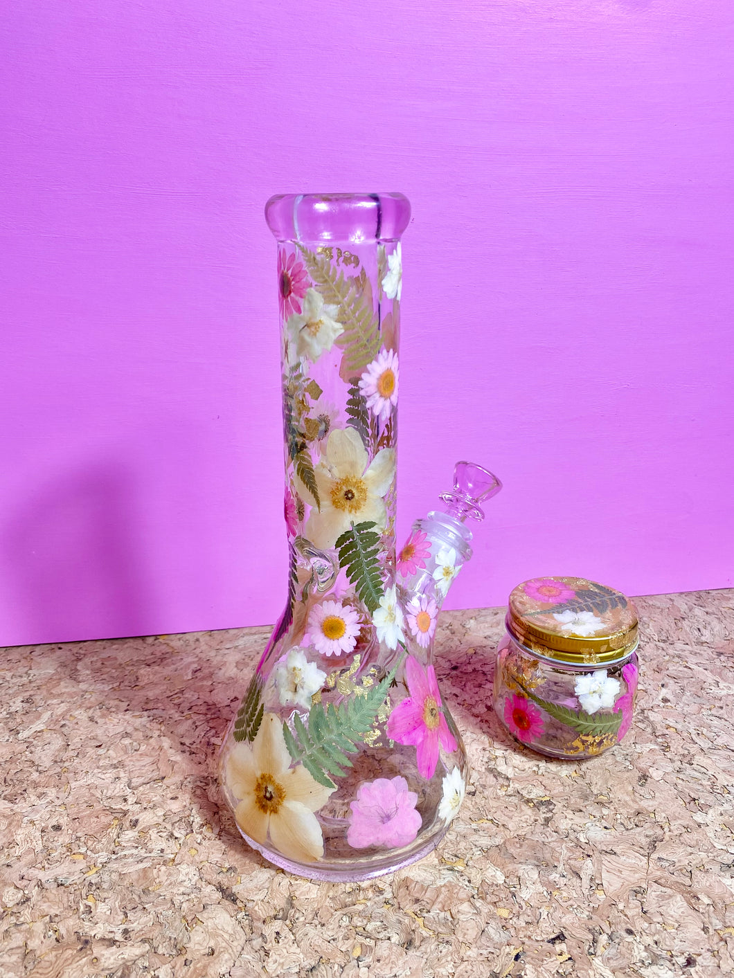Flower Bong | Pink Floral Beaker