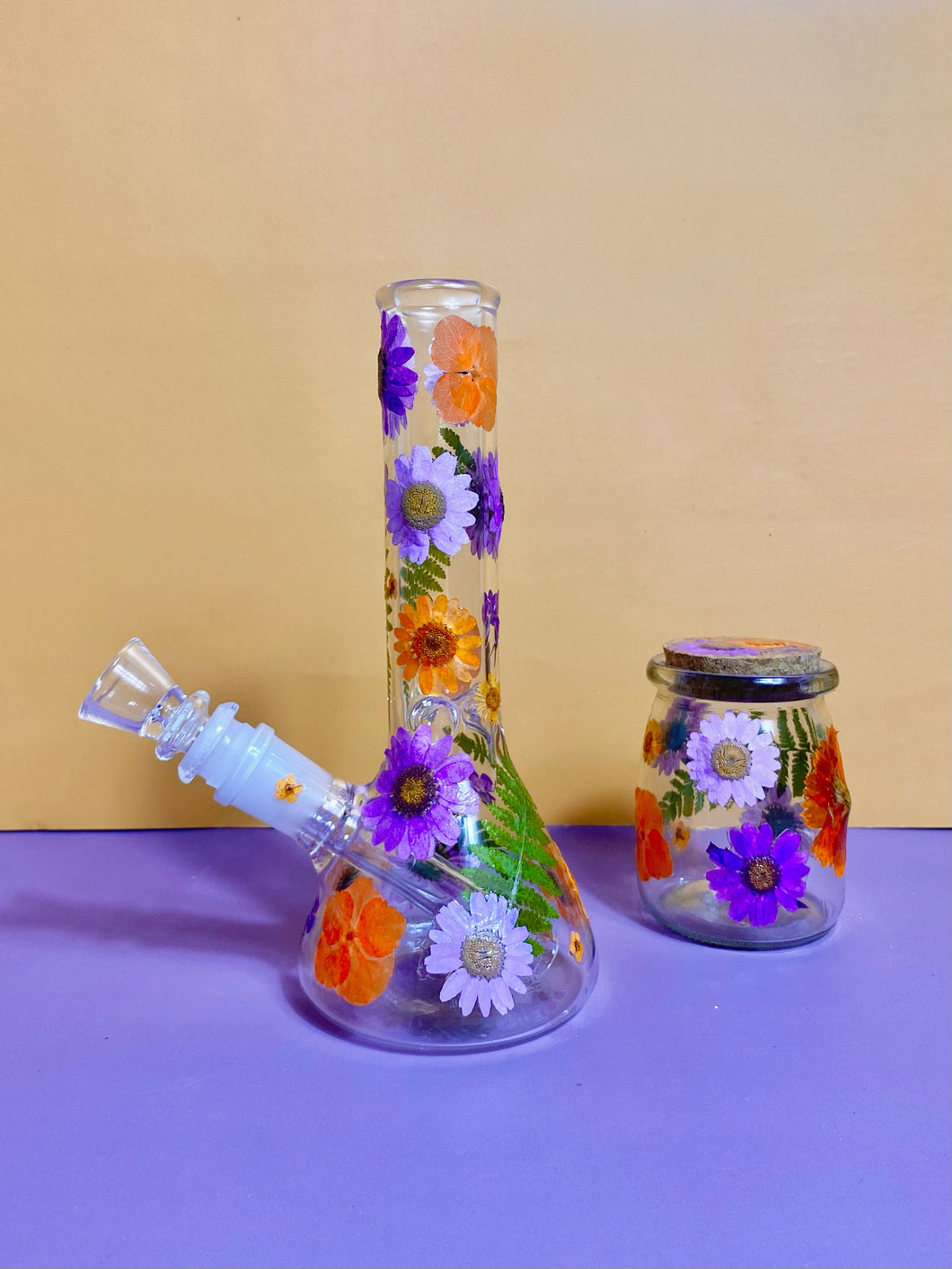 Flower Bong | Purple Floral Beaker