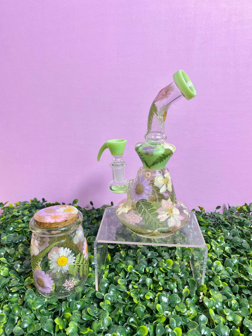 Flower Bong or Rig | Green Accents