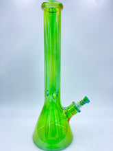 Load image into Gallery viewer, Iridescent Bong Tall | Neon Green Beaker
