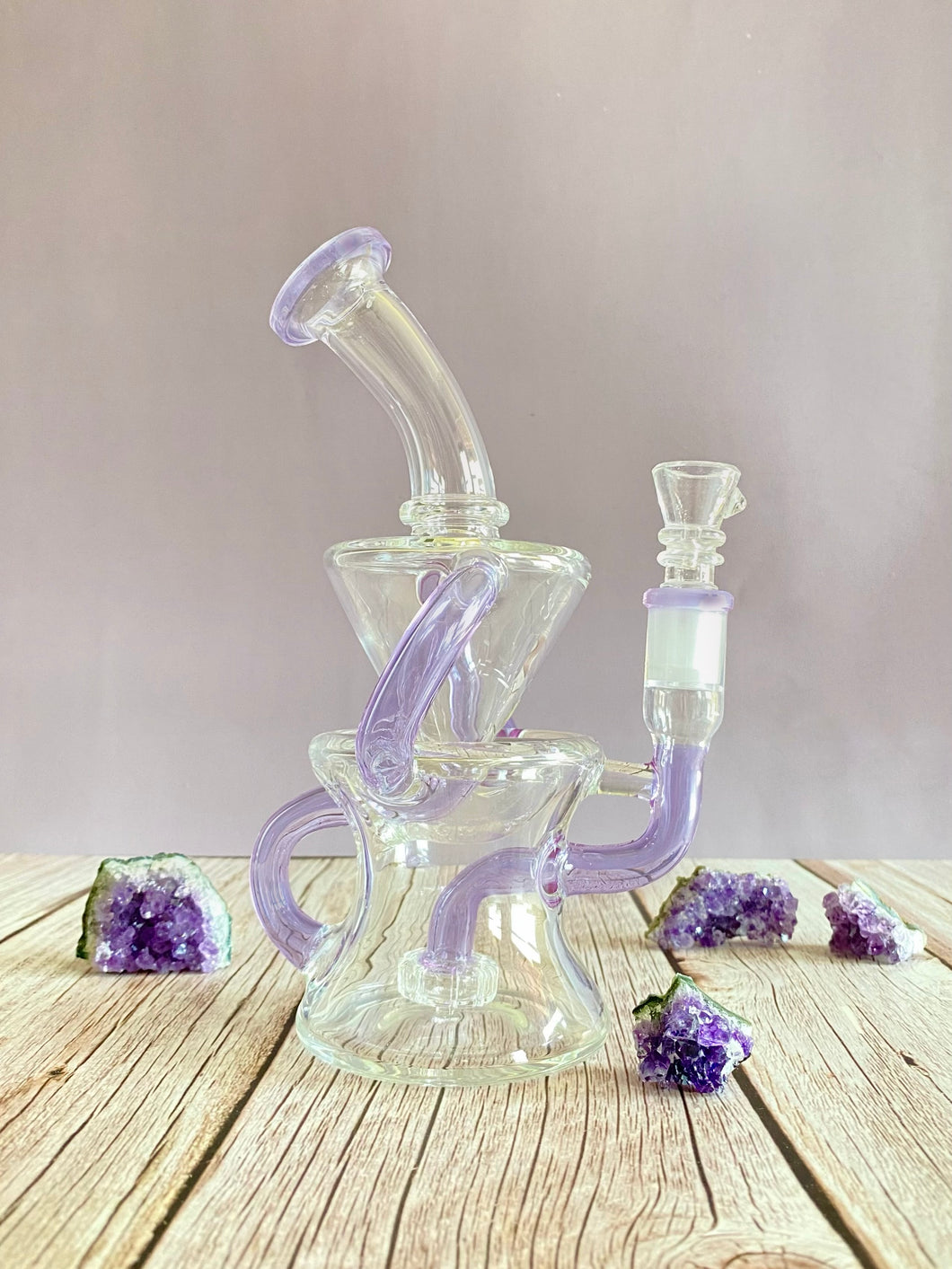 recycler with clear purple accents