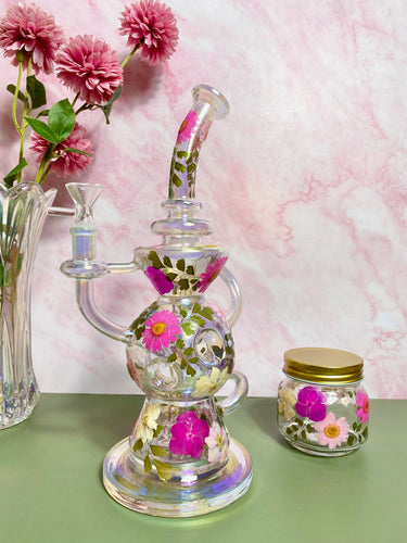 iridescent recycler with flowers