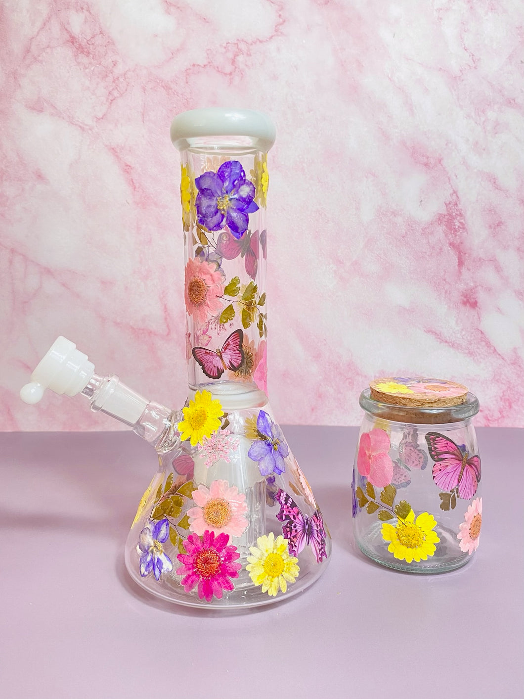 Flower Bong | White Accents Beaker