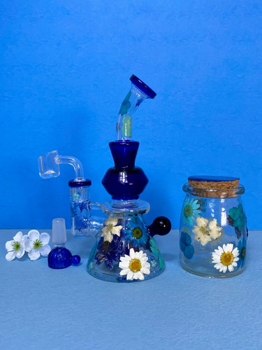 blue flower bong or rig