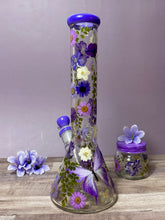 Load image into Gallery viewer, bong with purple flowers and butterfly
