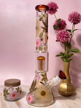 Load image into Gallery viewer, bong with real flowers and amber accents
