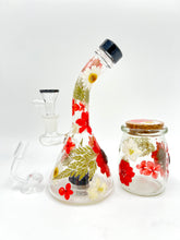 Load image into Gallery viewer, Black &amp; Red Floral Rig/Bong
