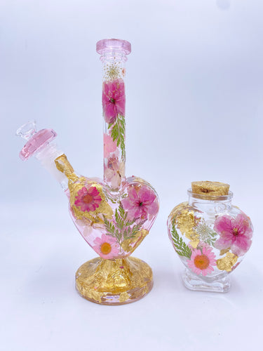 heart bong covered in real flowers