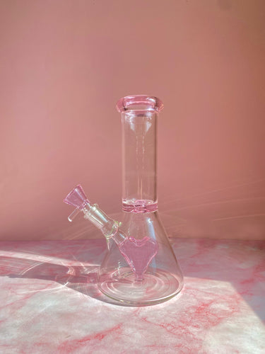 Pink Bong with Translucent Heart Percolator