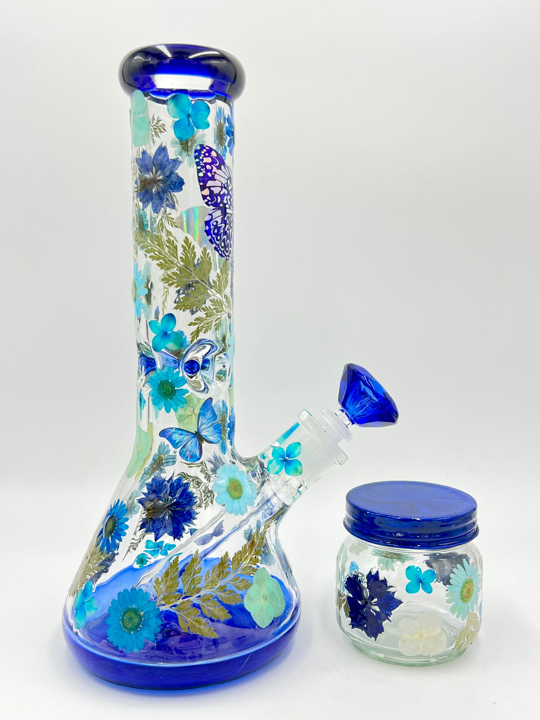 Blue Floral Beaker