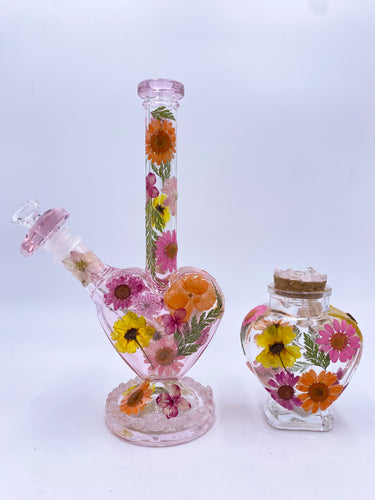 heart bong covered in real flowers