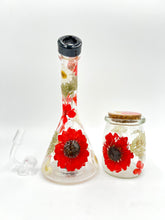 Load image into Gallery viewer, Black &amp; Red Floral Rig/Bong
