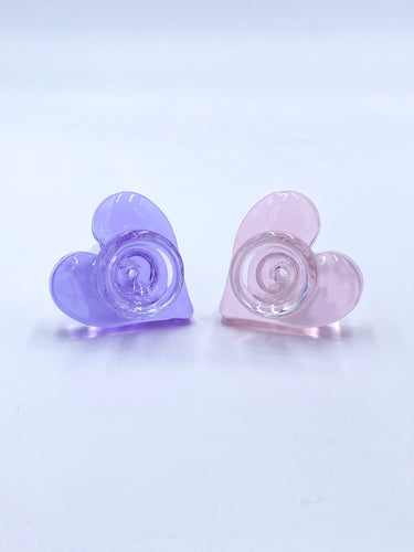 pink heart bowl piece and purple heart bowl piece