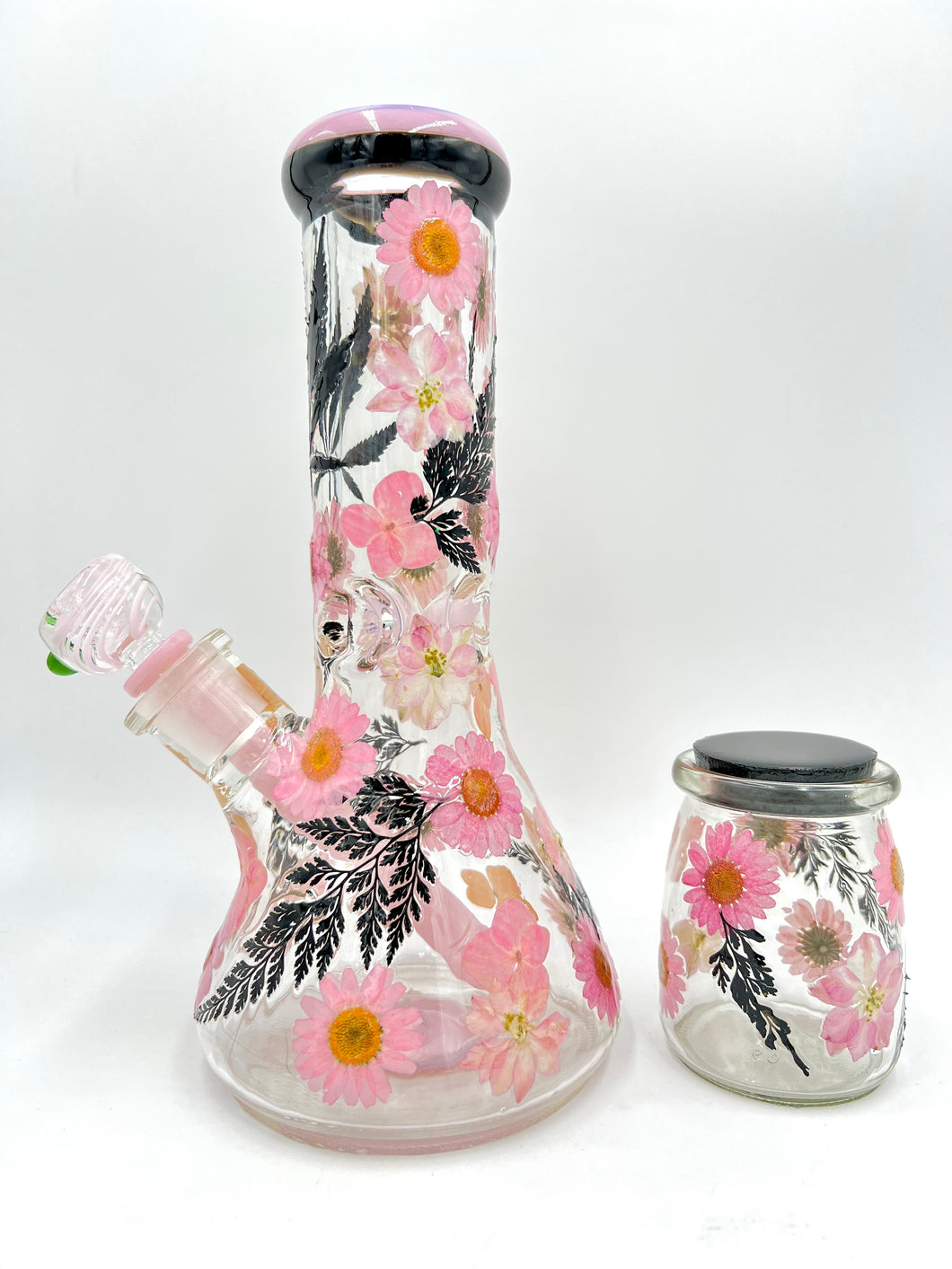 Black & Pink Floral Beaker