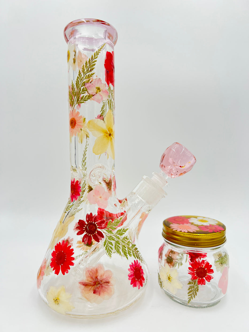 Pink Floral Beaker