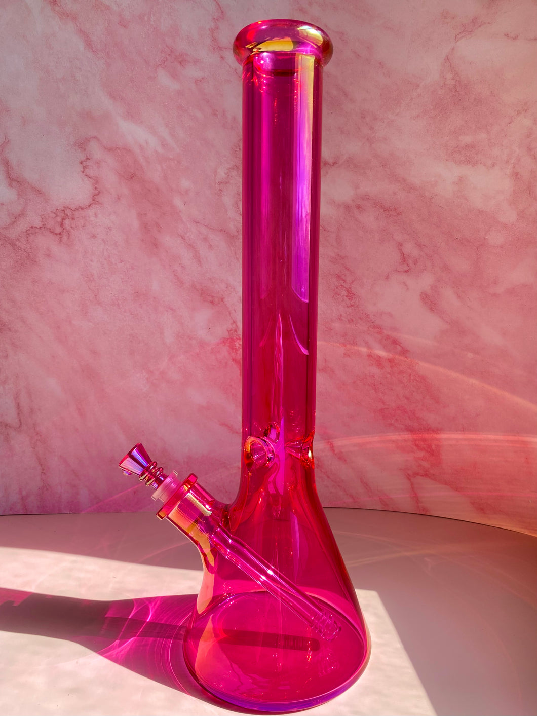 Iridescent Bong Tall | Hot Pink Beaker