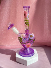 Load image into Gallery viewer, Purple Heart Bong | Pink Purple Floral

